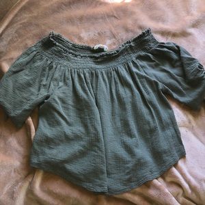 Olive green off the shoulder shirt